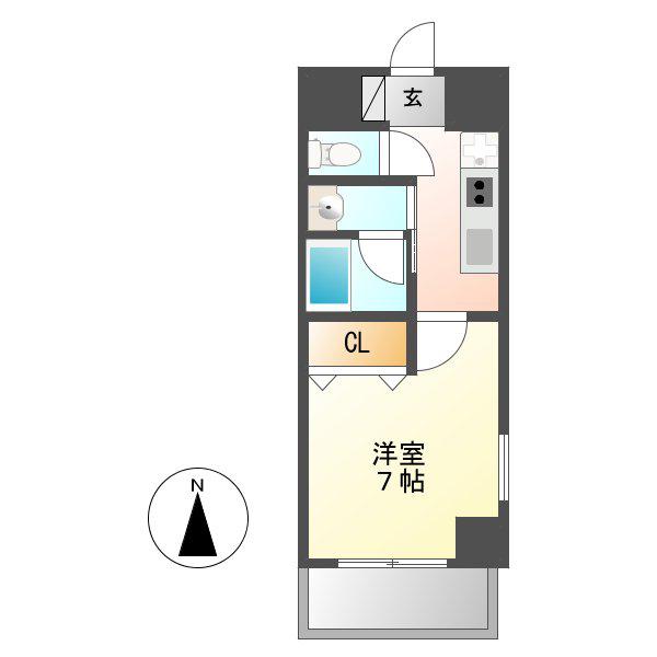 CITY SPIRE 名駅前(1K/9階)の間取り写真