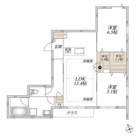 西原3丁目メゾン(1LDK/1階)の間取り写真