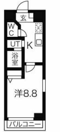 サンパティーク東片端(1K/9階)の間取り写真