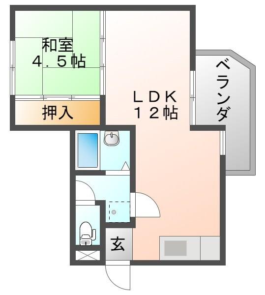 ロイヤルメゾン塚口V(1LDK/1階)の間取り写真