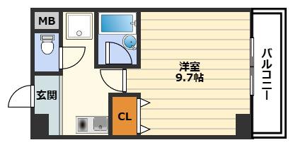 TM南森町(1K/4階)の間取り写真