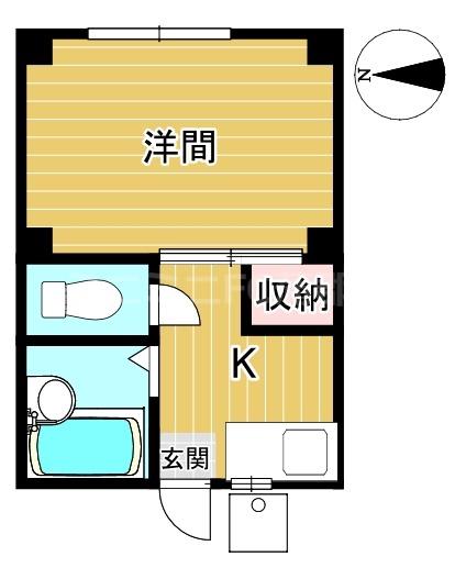 コスモハイツ八百富(1K/2階)の間取り写真