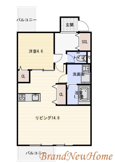 シャイロ205堺東(1LDK/3階)の間取り写真