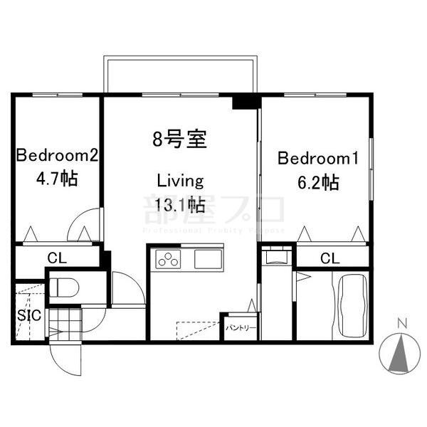 AUGUSTA伏見(2LDK/3階)の間取り写真