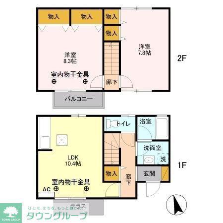 ハーヴェスト I(2LDK/2階)の間取り写真