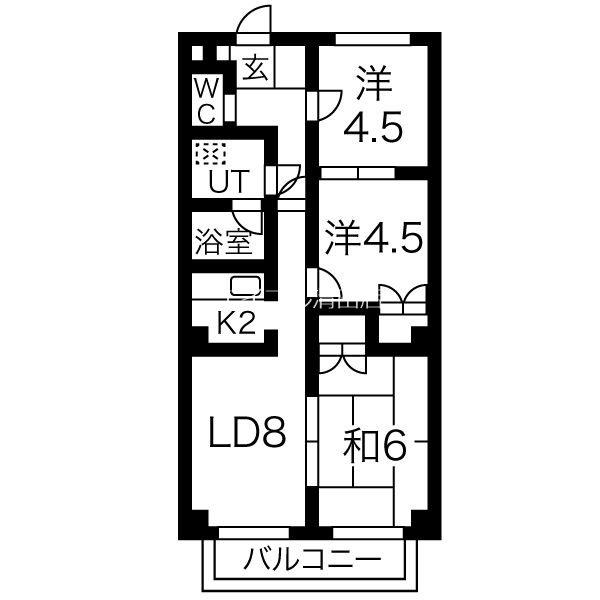 プラスパーウィン(3LDK/2階)の間取り写真