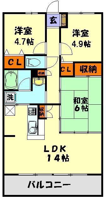 コリーヌふじみ野(3LDK/4階)の間取り写真