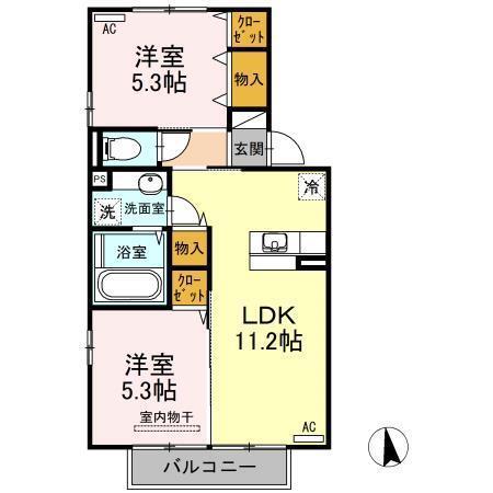 プランドールM(2LDK/1階)の間取り写真