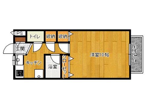 ヴィラ富田C(1K/1階)の間取り写真