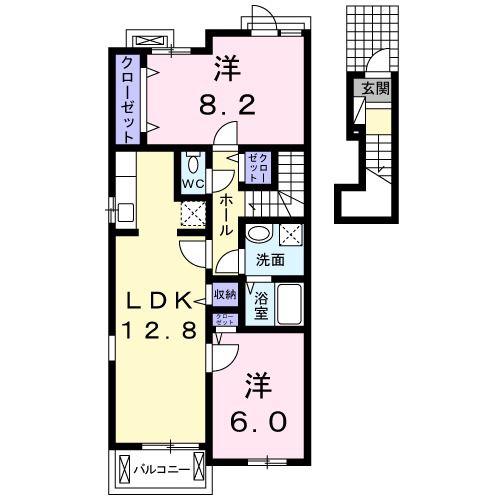 フィオーレ(2LDK/2階)の間取り写真