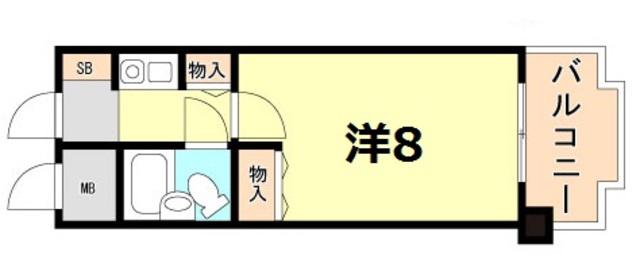 ライオンズマンション神戸西橘通(1K/1階)の間取り写真