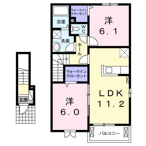 アルドール(2LDK/2階)の間取り写真