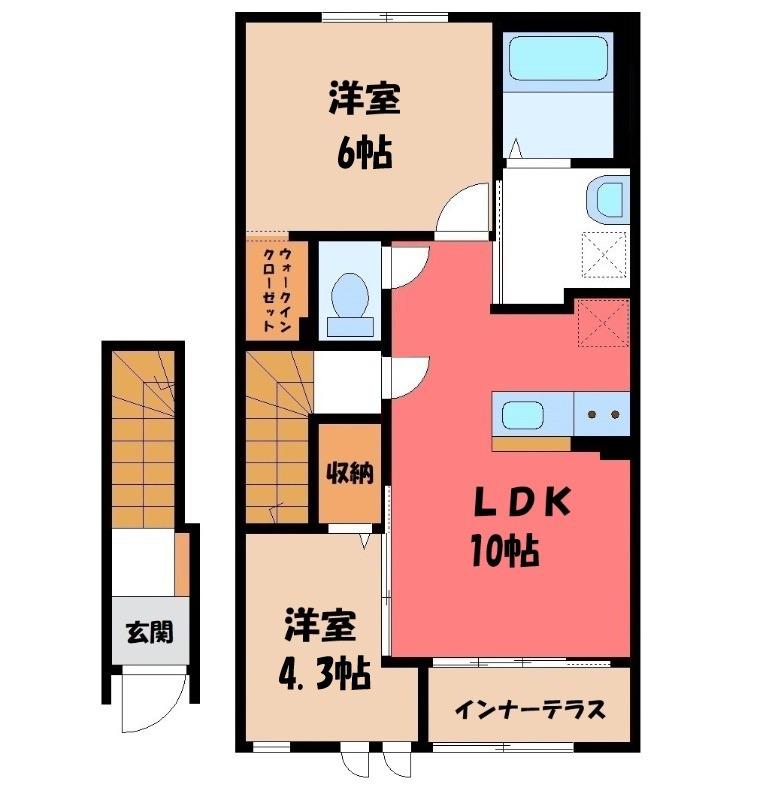東武伊勢崎線 館林駅 徒歩22分 2階建 新築(2LDK/2階)の間取り写真