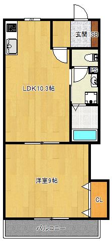 マンションEX VII(1LDK/2階)の間取り写真