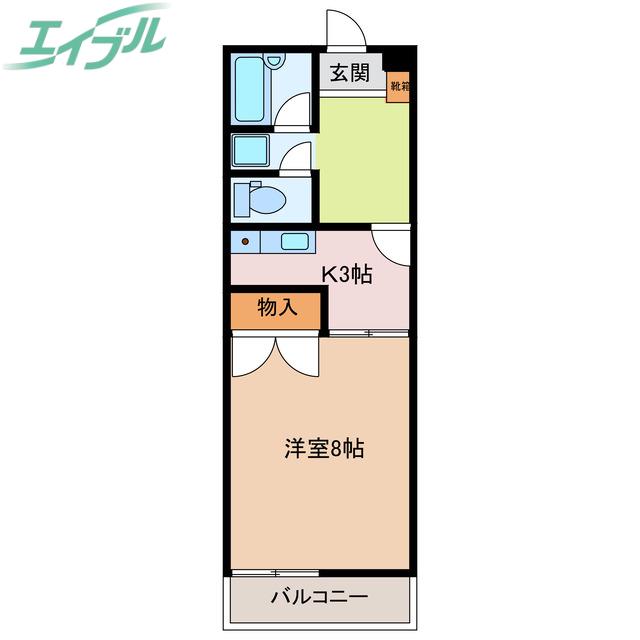 ハイマンション日永西 B棟(1K/1階)の間取り写真