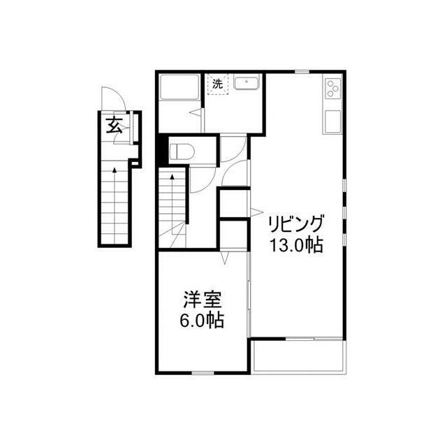 アットリラ緑が丘C(1LDK/2階)の間取り写真