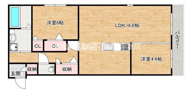 ルシェーナ西田辺(2LDK/3階)の間取り写真