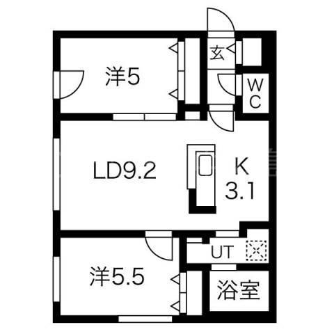 CLASSE月寒ウエスト(2LDK/2階)の間取り写真