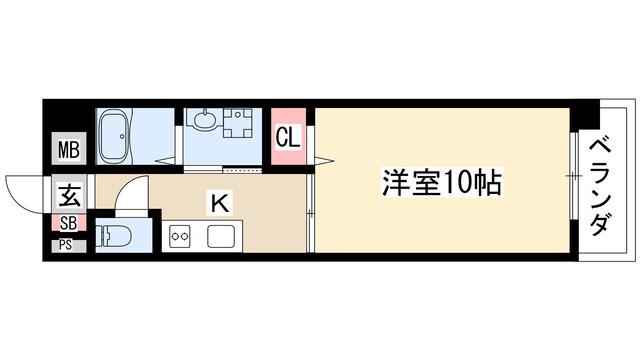 メルベーユ(1K/4階)の間取り写真
