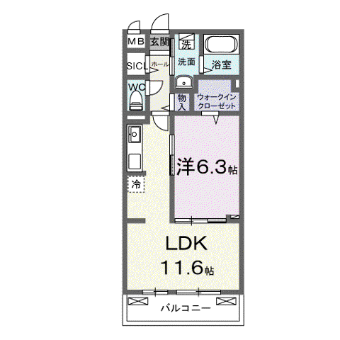 ノルド フィウーメ(1LDK/3階)の間取り写真