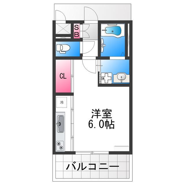 パルファン鳳(ワンルーム/1階)の間取り写真