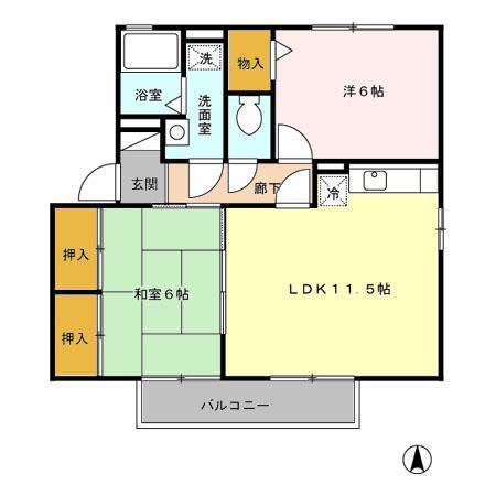 アムール神宮(2LDK/1階)の間取り写真