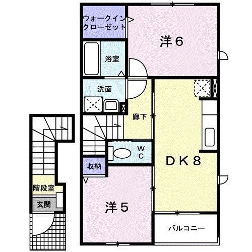 リバーストーンA(2DK/2階)の間取り写真