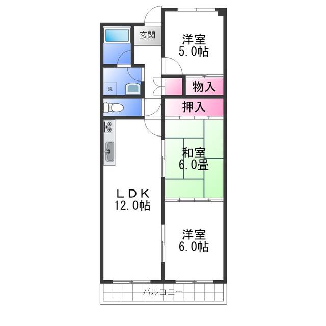 パストラル羽衣(3LDK/3階)の間取り写真