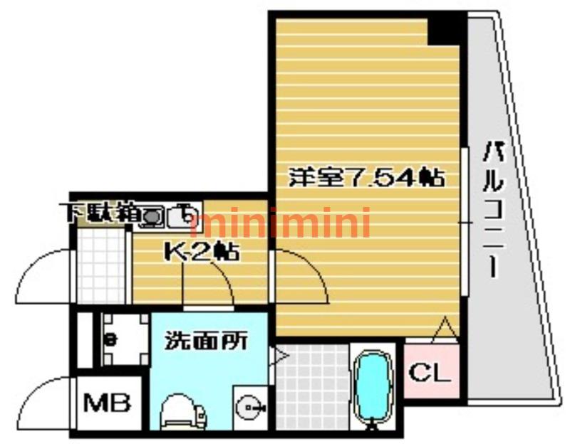 セレニテ高槻(1K/2階)の間取り写真