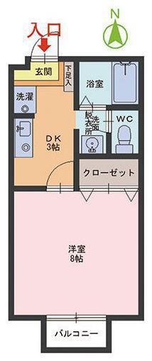 セジュール松本(1DK/2階)の間取り写真
