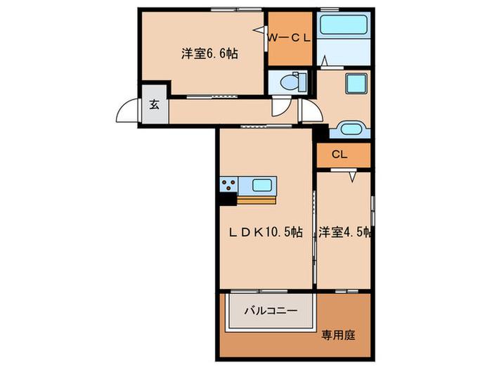 アンダー フォレスト IV(2LDK/1階)の間取り写真