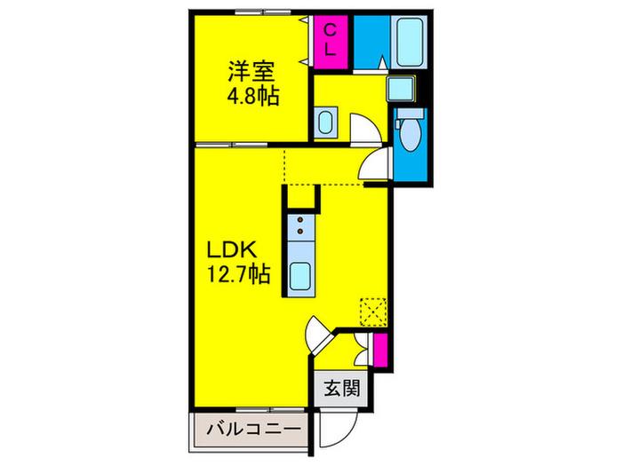 デュラ・カーサいしばしII(1LDK/1階)の間取り写真