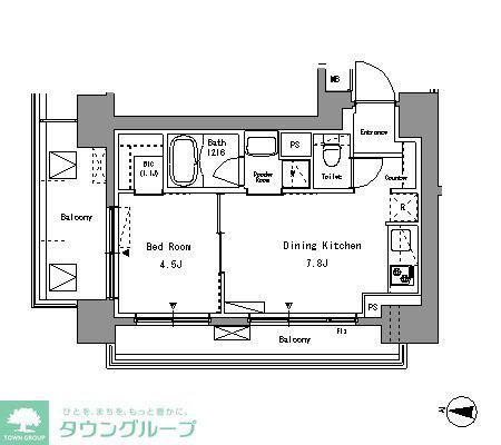 パークアクシス錦糸町(1DK/10階)の間取り写真
