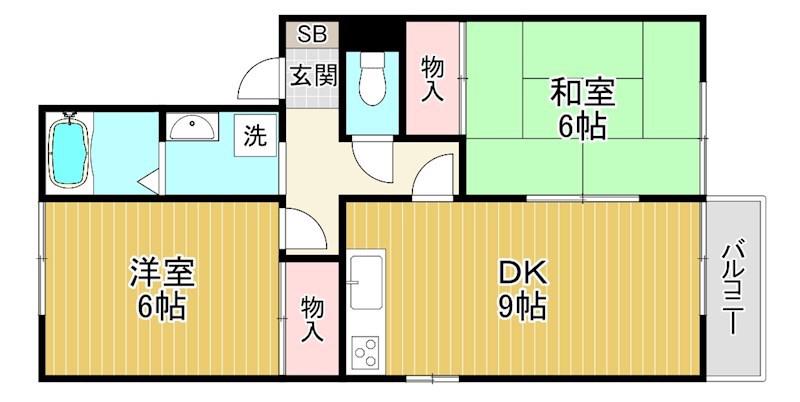 アネックス明星I(2LDK/1階)の間取り写真