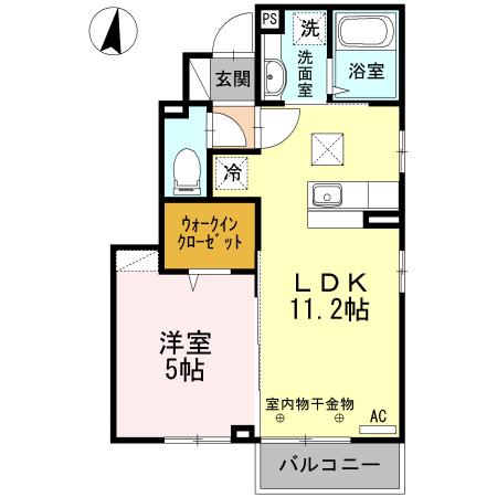マジェスタ B(1LDK/1階)の間取り写真