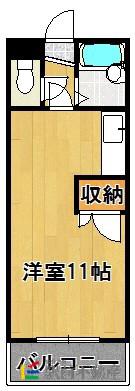 ロイヤルハイツ和白(ワンルーム/3階)の間取り写真