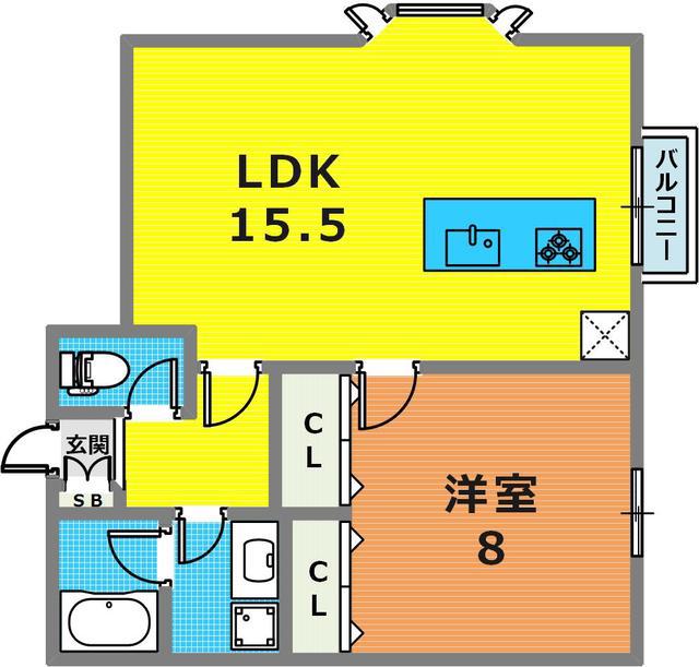 VILLA LE EUPHORIA KITANO(1LDK/1階)の間取り写真