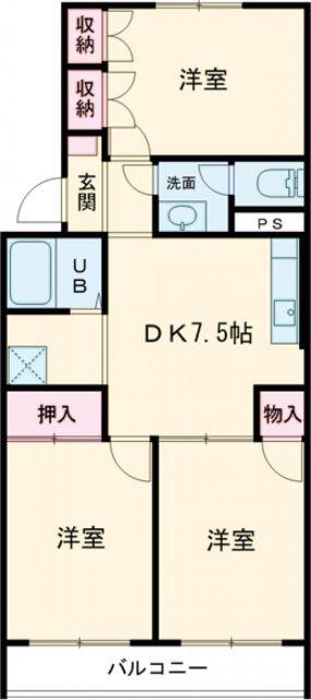 メゾン茶の久A(3DK/2階)の間取り写真