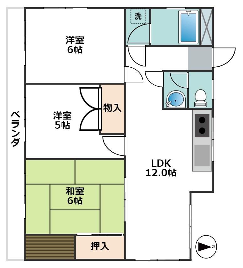 モンメゾン(3LDK/2階)の間取り写真
