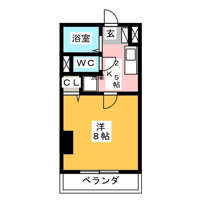 パークハイツ(1K/4階)の間取り写真