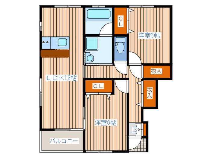 CUBBY参番館(2LDK/1階)の間取り写真