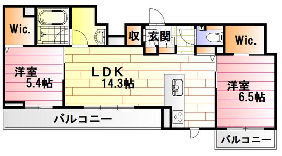 エスポワール ネオ(2LDK/2階)の間取り写真