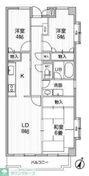 ウエルカーサ花小金井(2SLDK/1階)の間取り写真