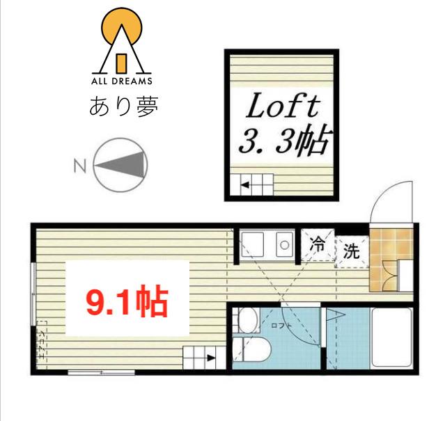 WITH PLACE 月見台(ワンルーム/2階)の間取り写真