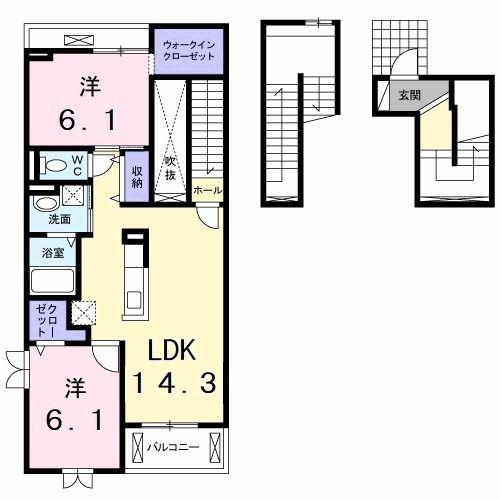 グレース ヒル II(2LDK/3階)の間取り写真