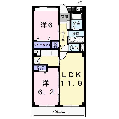 シャーロット タウン(2LDK/3階)の間取り写真