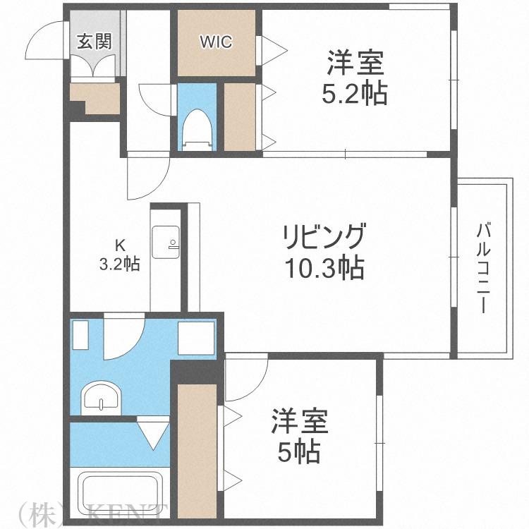 KALMIA桑園(2LDK/3階)の間取り写真