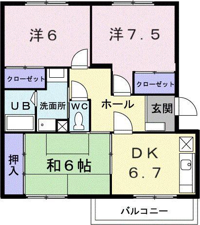 ベルハイム(3DK/1階)の間取り写真