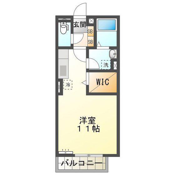 リビングタウンえどばしB(1K/1階)の間取り写真