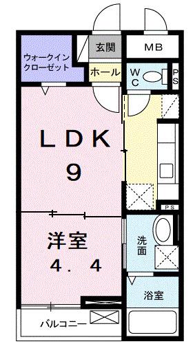 フェリス ウィステリア(1LDK/2階)の間取り写真